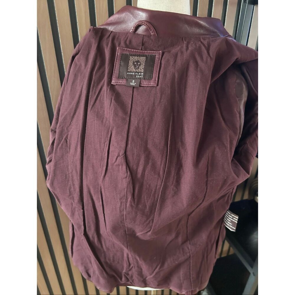 Anne Klein Women's Genuine Real Leather Soft Burgundy Jacket Moto Biker Jacket S - Picture 6 of 9